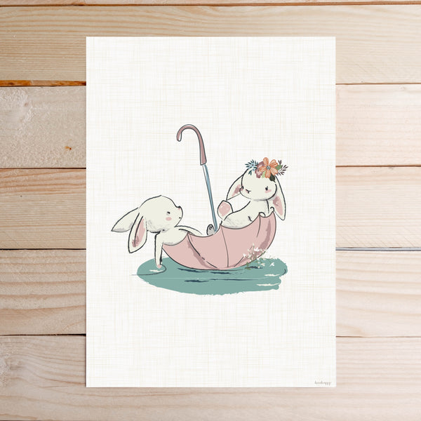 Bunnies fairy tale children's print