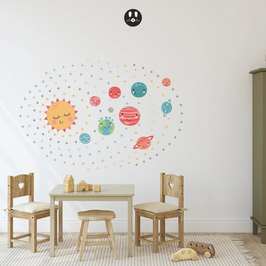 Sticker mural pour enfant système solaire