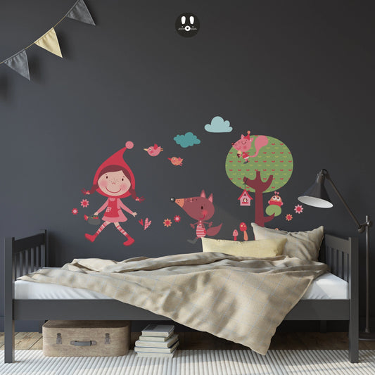 Sticker mural pour enfant Happy Riding Hood