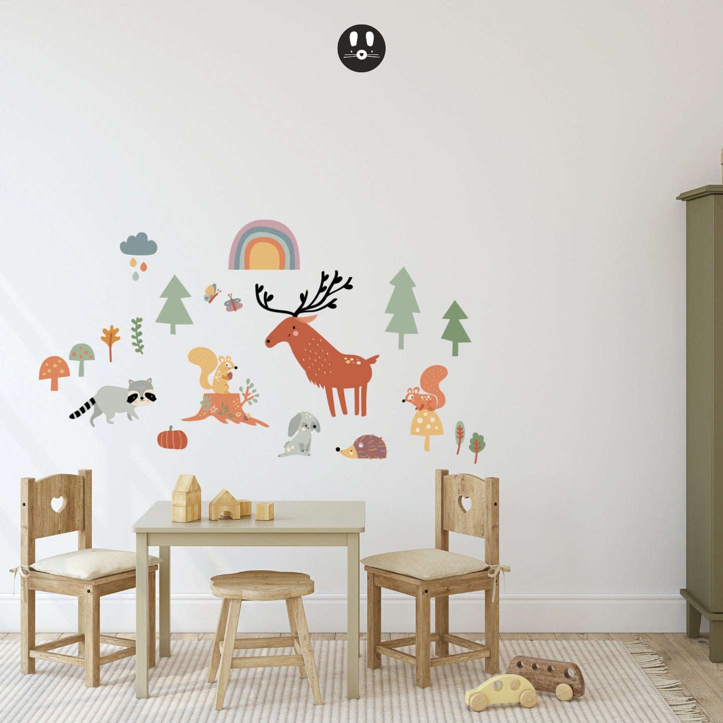 Happy Forest Reindeer Squirrels Kids Sticker