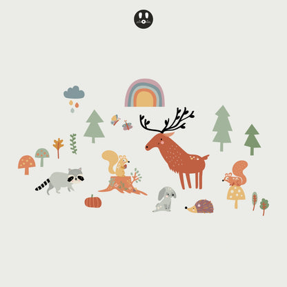 Happy Forest Reindeer Squirrels Kids Sticker