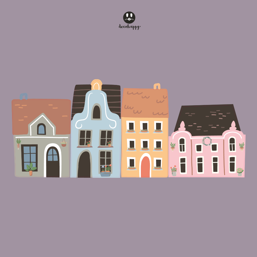 Children's wall sticker little houses happy town