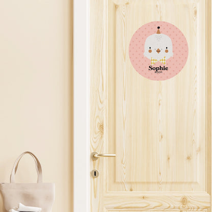 Vinilo bebes nombres puerta cara animales pajarita