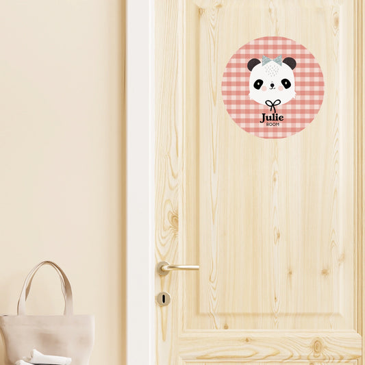 Vinilo bebes nombres puerta cara animales panda girl