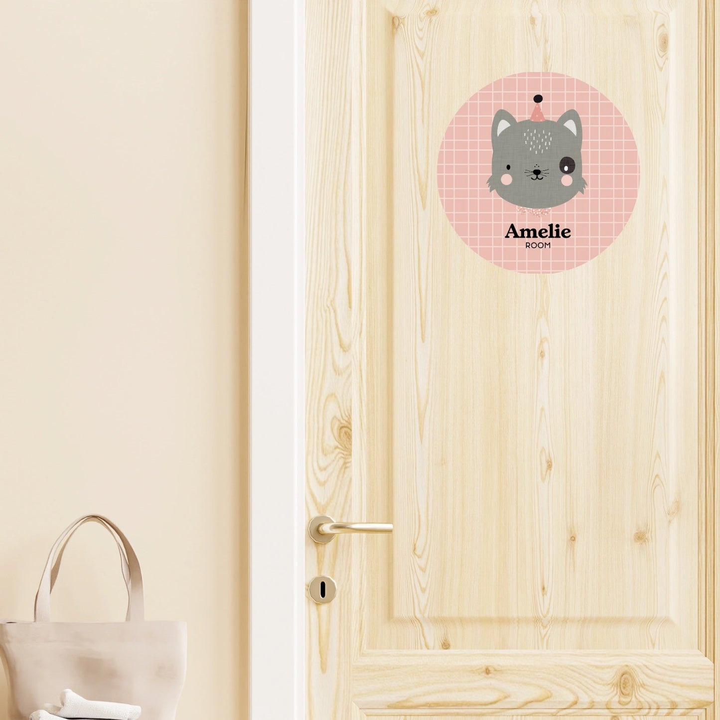 Vinilo bebes nombres puerta cara animales gatita