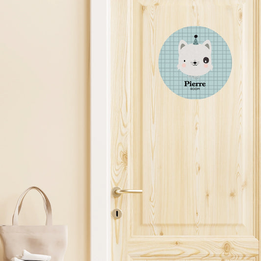 Vinilo bebes nombres puerta cara animales gatito