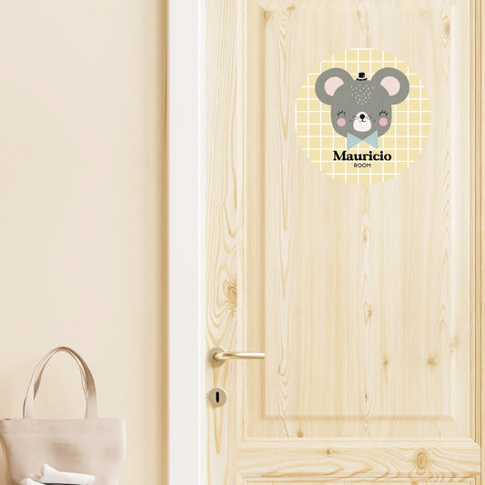 Vinilo bebes nombres puerta cara animales ratoncito