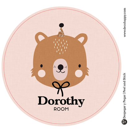 Wall sticker baby names doors flowers round