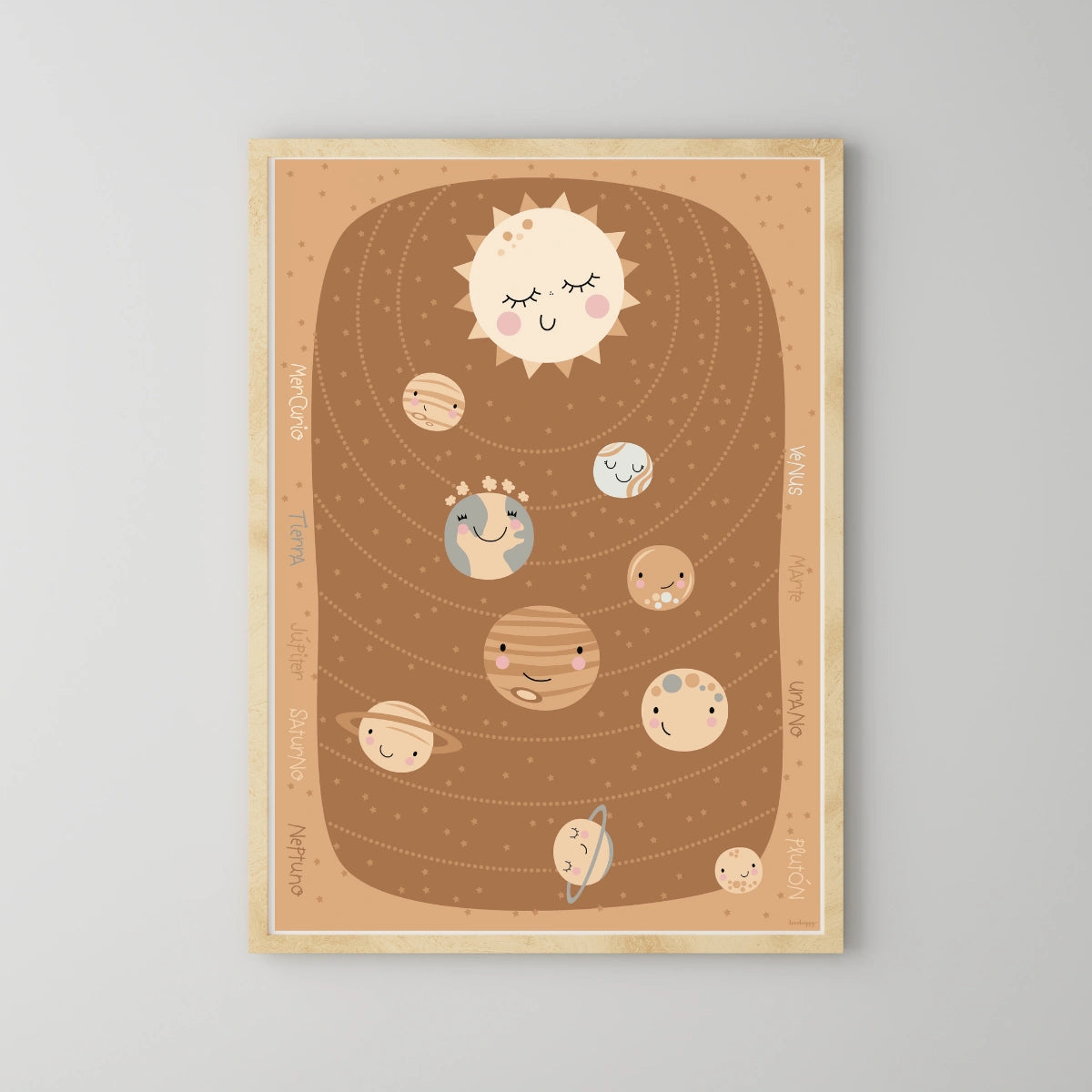 Children's print Solar system vertical beige