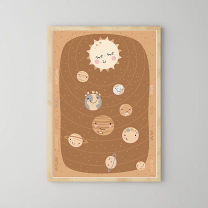 Children's print Solar system vertical beige