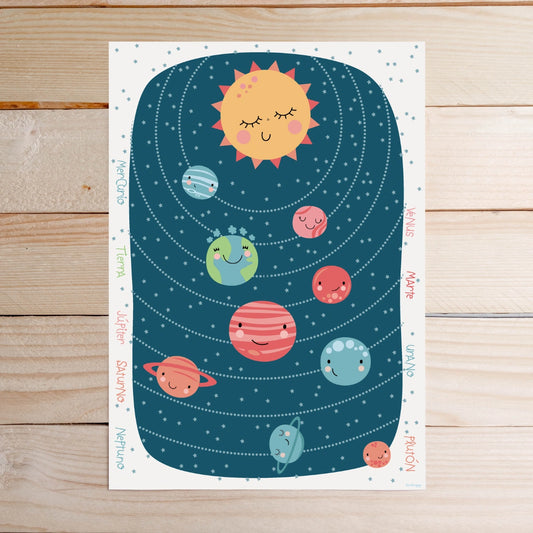 Lámina infantil Sistema solar vertical