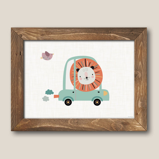 Lion roadtrip children's print