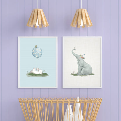 Balloon rabbit fairy tale children's print