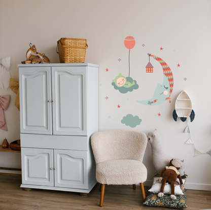 Vinilo infantil bebe en la luna imagine