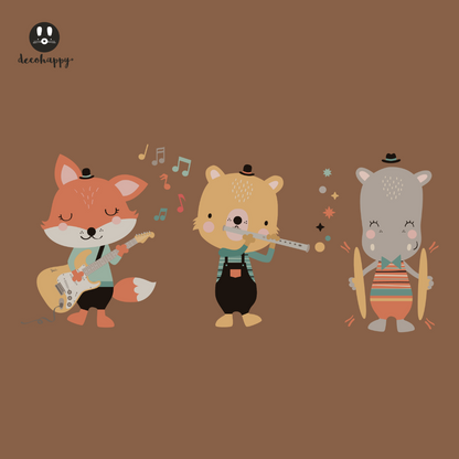 Musician animal trio kids wall sticker