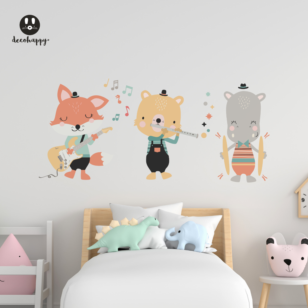 Musician animal trio kids wall sticker