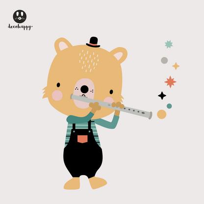 Musician animal trio kids wall sticker