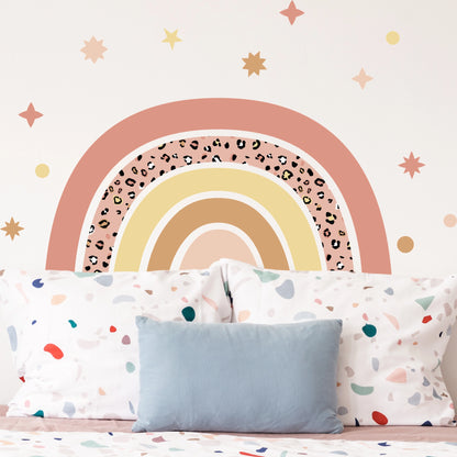 Vinilo cabecero cama arcoíris rosas vintage