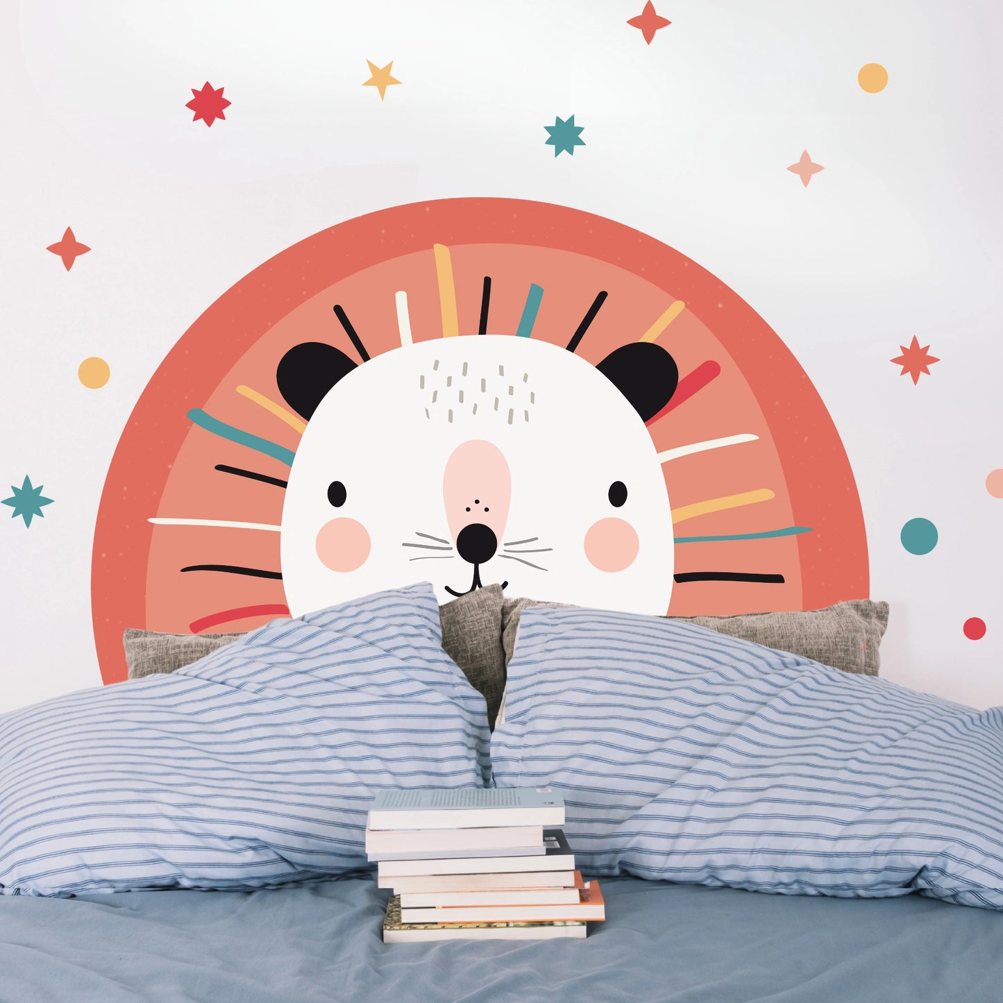 Wall sticker bed headboard lion