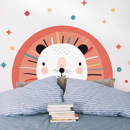 Wall sticker bed headboard lion