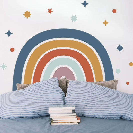 Rainbow headboard wall sticker vintage colors