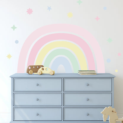 Vinile con testiera del letto arcobaleno pastello