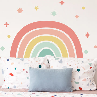 Wall sticker headboard rainbow bed