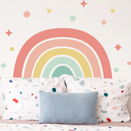 Wall sticker headboard rainbow bed
