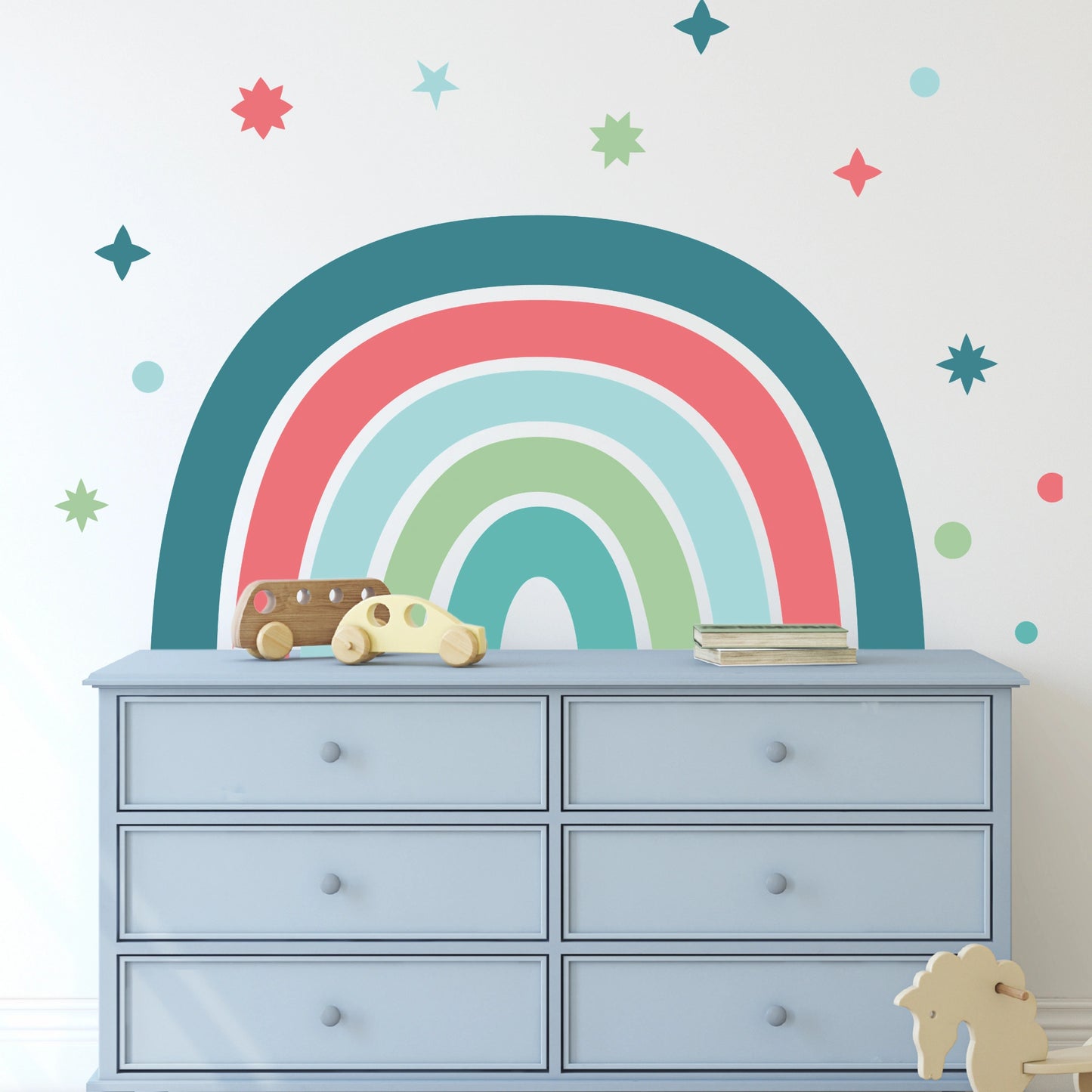 sticker de tete de lit arc-en-ciel aux couleurs vives