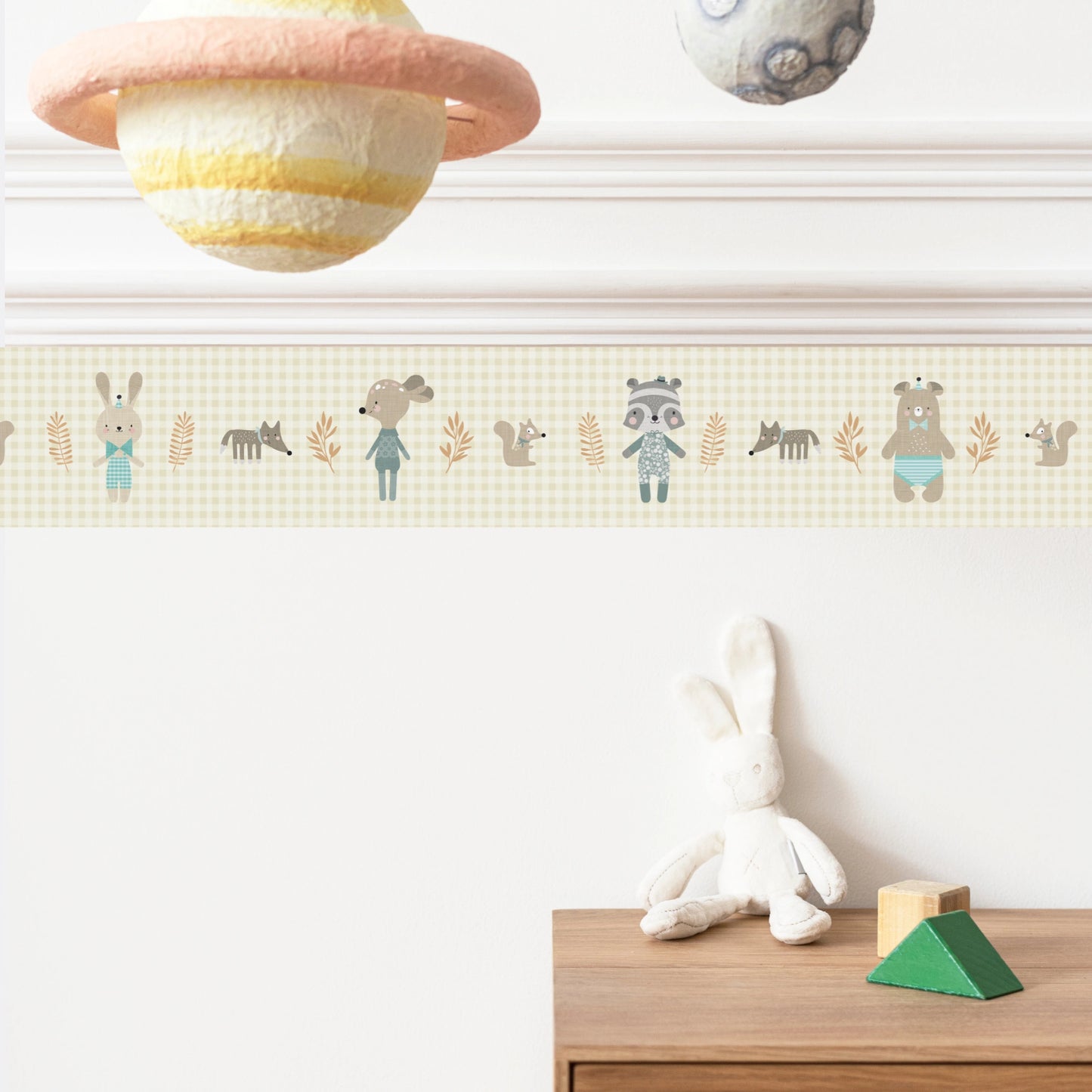 Bordure enfant Animaux Train Jaune