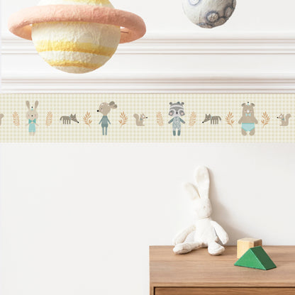 Bordure enfant Animaux Train Jaune