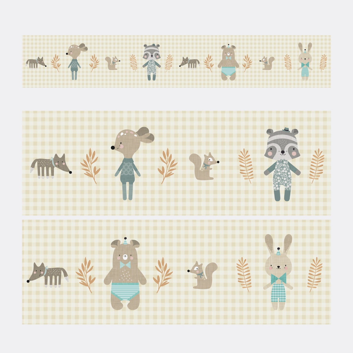 Bordure enfant Animaux Train Jaune