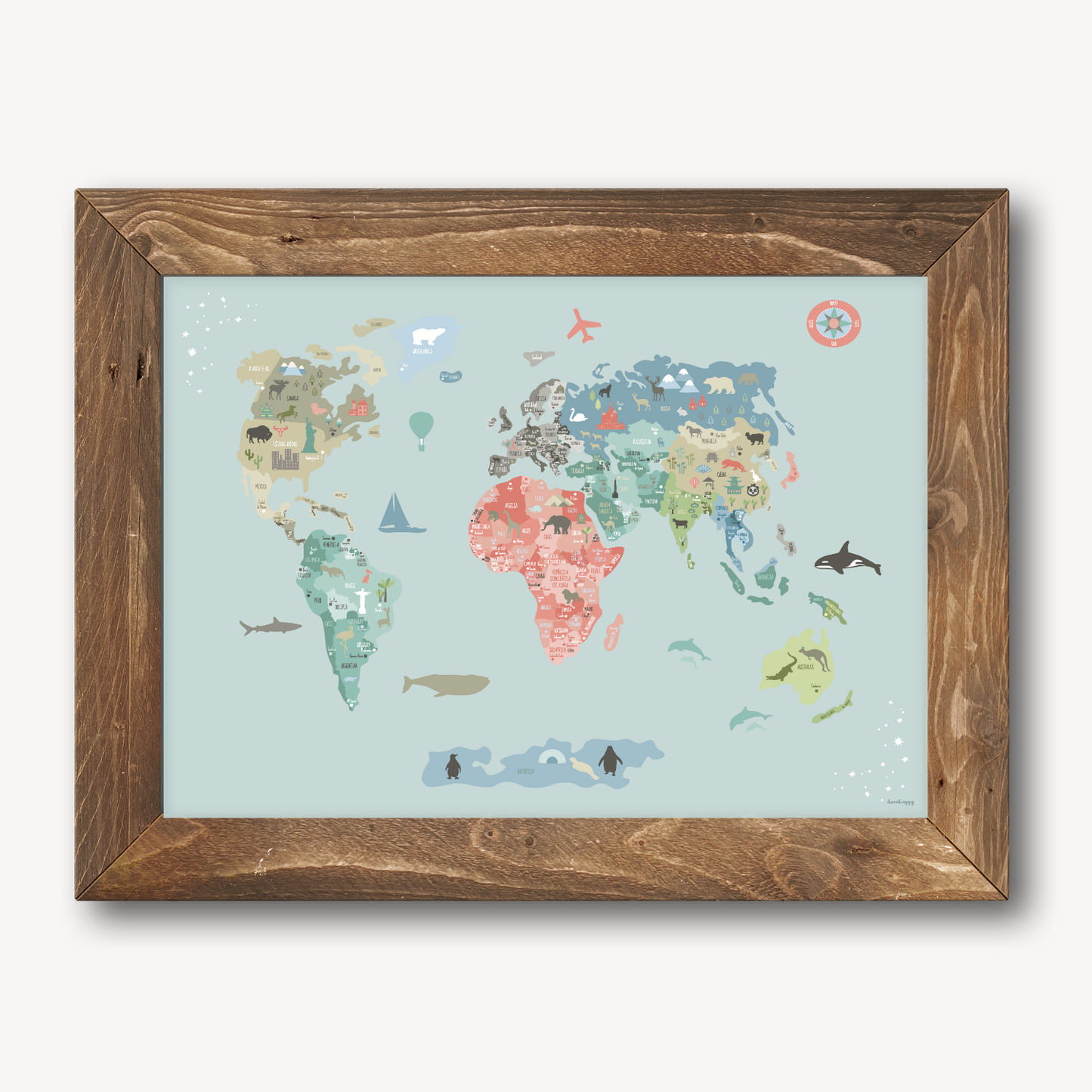 Lámina infantil Mapamundi político colores