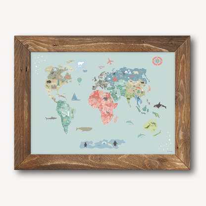 Lámina infantil Mapamundi político colores