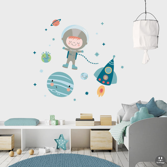 Petit astronaute coloré en sticker pour enfants