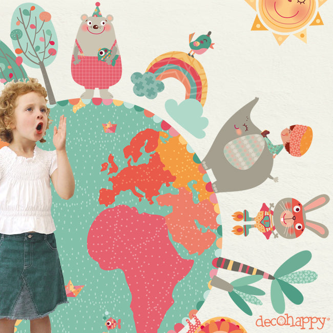 vinilo infantil bola tierra happy