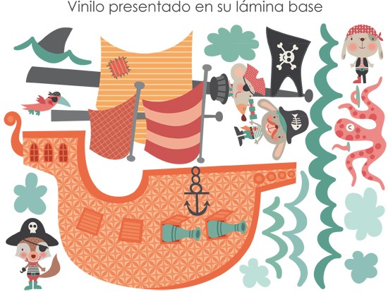 Vinilo infantil Barco Pirata ohh