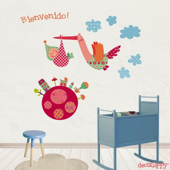 Vinilo infantil Cigüeña Mágica