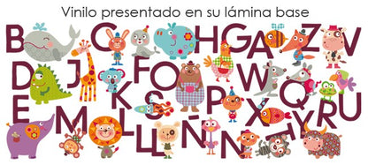 Vinilo infantil Abc animales felices