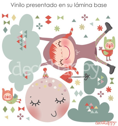 Vinilo infantil columpiando entre las nubes imagine