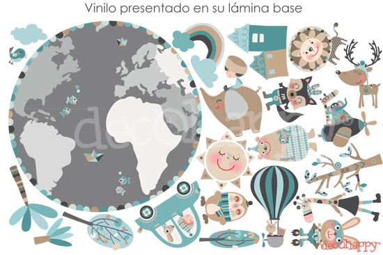 Vinilo infantil Bola Tierra neutros