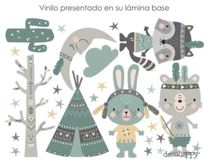 Vinilo infantil de tela Indios bebes