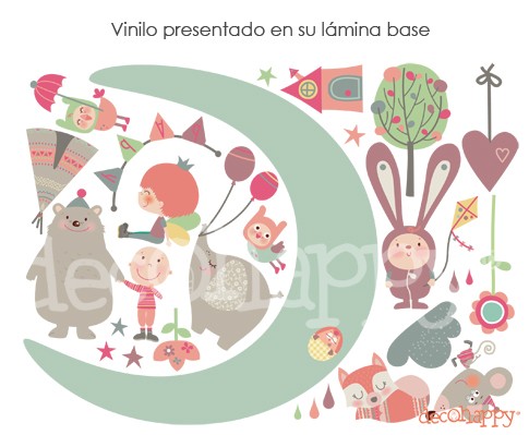 Vinilo infantil de tela Luna Mágica colors