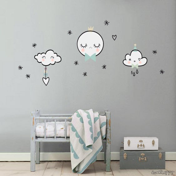 Vinilo infantil luna dormida nordic