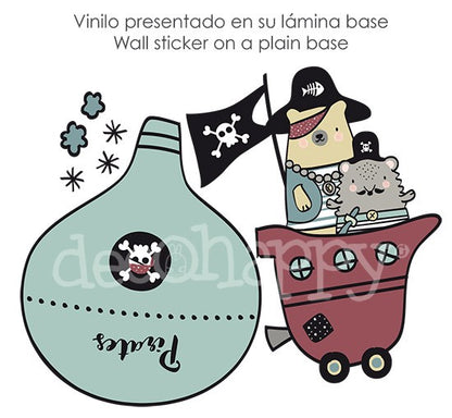 Vinilo infantil piratas gamberros globo