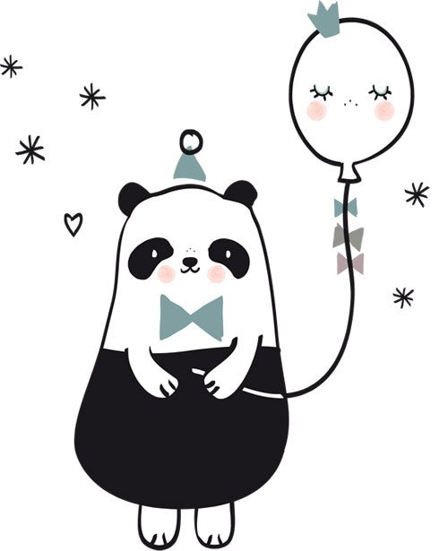 Vinilo infantil de tela panda globo nordic