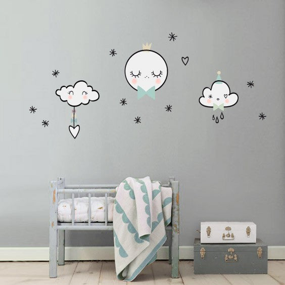 Vinilo infantil de tela luna dormida nordic