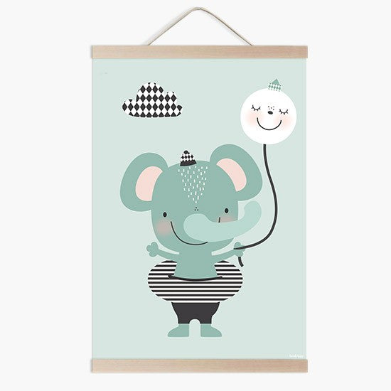 Lámina infantil elefante playa mint