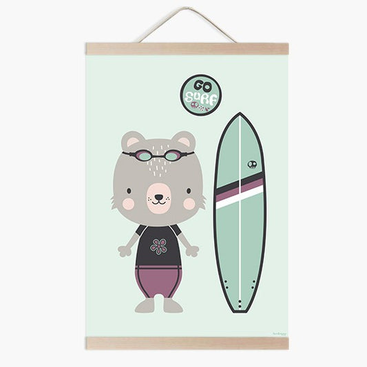 Lámina infantil oso surf