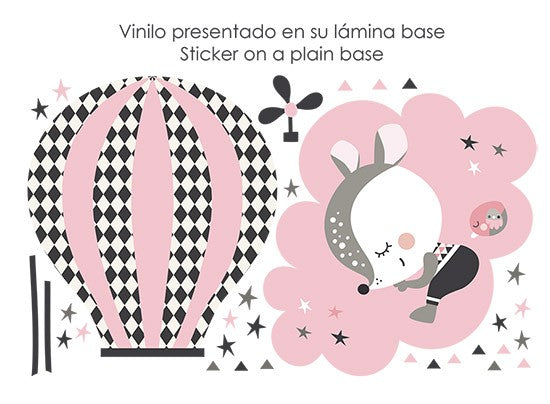 Vinilo infantil Cervatillo dormido rosa